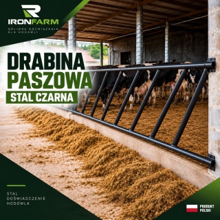 Drabina paszowa dla bydła skośna / prosta – stal czarna – 1 mb