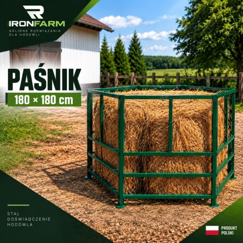 Paśnik dla bydła na dużą belę siana 180×180 cm – 12 stanowisk