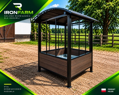 Paśnik dla koni na belę siana 150x150x270cm z dachem – deski kompozytowe