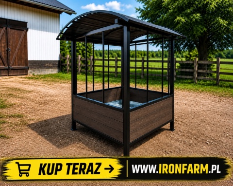 Paśnik dla koni na belę siana 150x150x220 cm z dachem – deski kompozytowe
