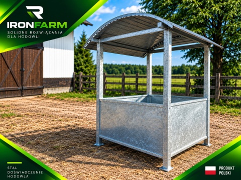 Paśnik dla koni na belę siana 200x200x220 cm z dachem – OCYNKOWANE
