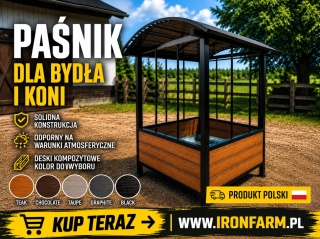 Paśnik dla koni na belę siana 200x200x270 cm z dachem – deski kompozytowe