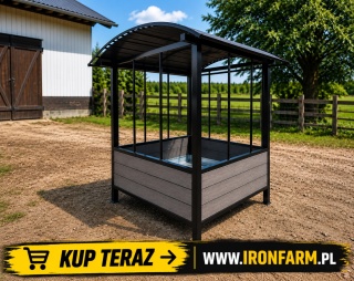 Paśnik dla koni na belę siana 200x200x270 cm z dachem – deski kompozytowe