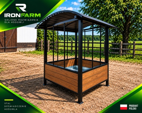 Paśnik dla koni na belę siana 200x200x270 cm z dachem – deski kompozytowe