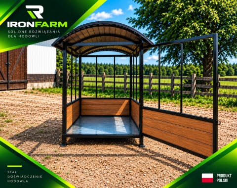 Paśnik dla koni na belę siana 200x200x270 cm z dachem – deski kompozytowe